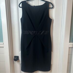 Moschino Black Sleeveless Satin‎ Waist Pleated Accents Dress. Size Medium.